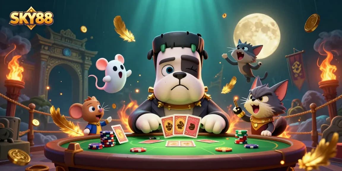 Experience thrilling gambling action at SKY88's spooky casino featuring dynamic game elements.