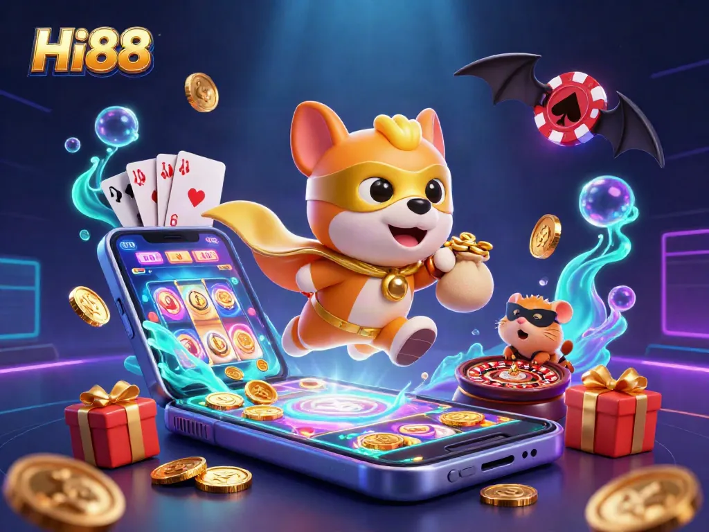 Experience exciting wins at Hi88 with a vibrant illustration showcasing thrilling casino elements.