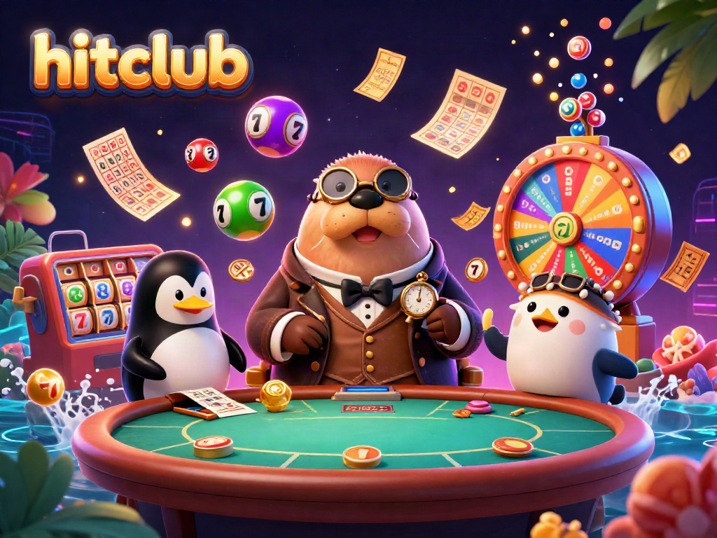 Engage with hitclub's festive underwater poker scene featuring characters amidst vibrant casino elements.