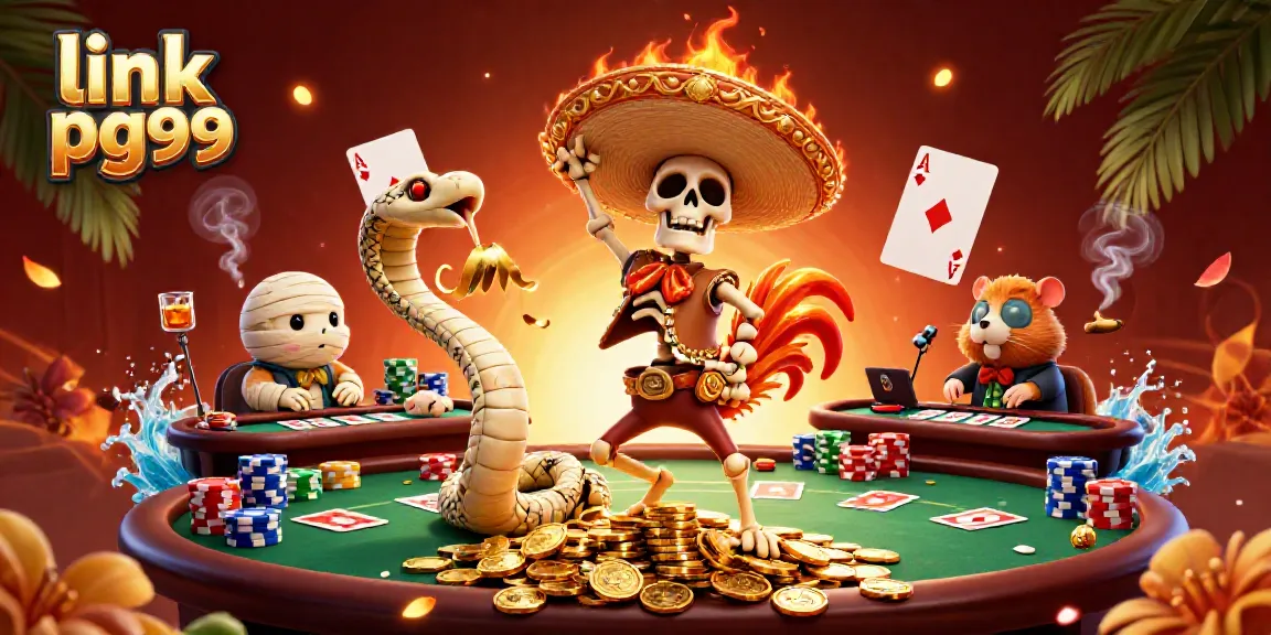 Celebrate wins at the casino with link pg99's vibrant 3D illustration of a festive gaming scene.