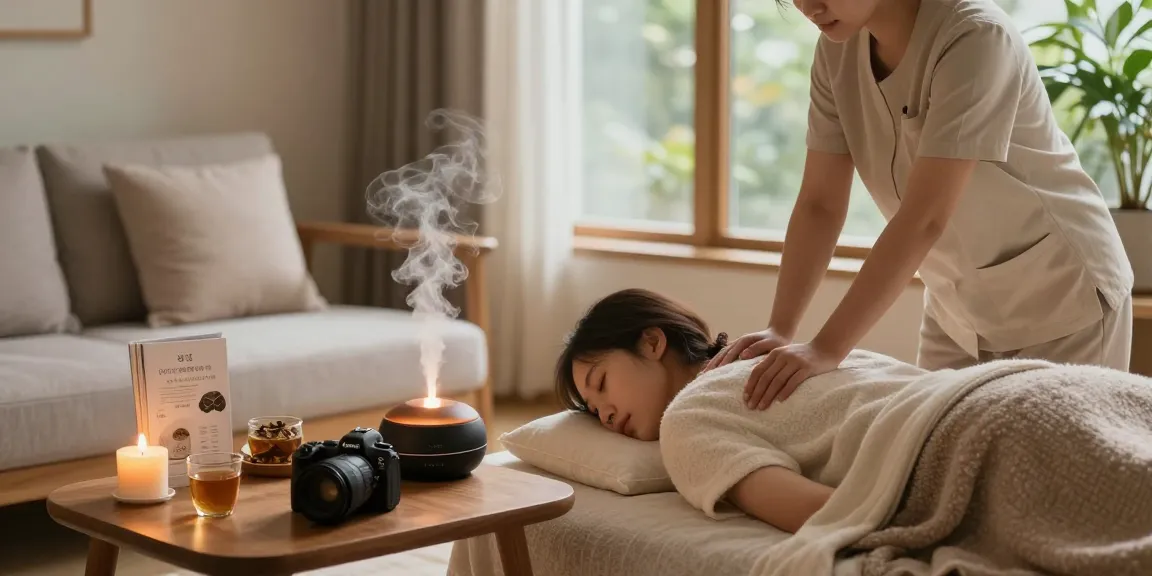 An individual enjoying a rejuvenating 안산출장안마 massage therapy session in a cozy setting.