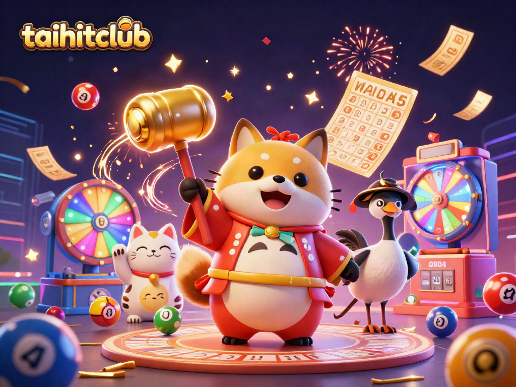 Experience the vibrant excitement of taihitclub with colorful game elements and festive characters.
