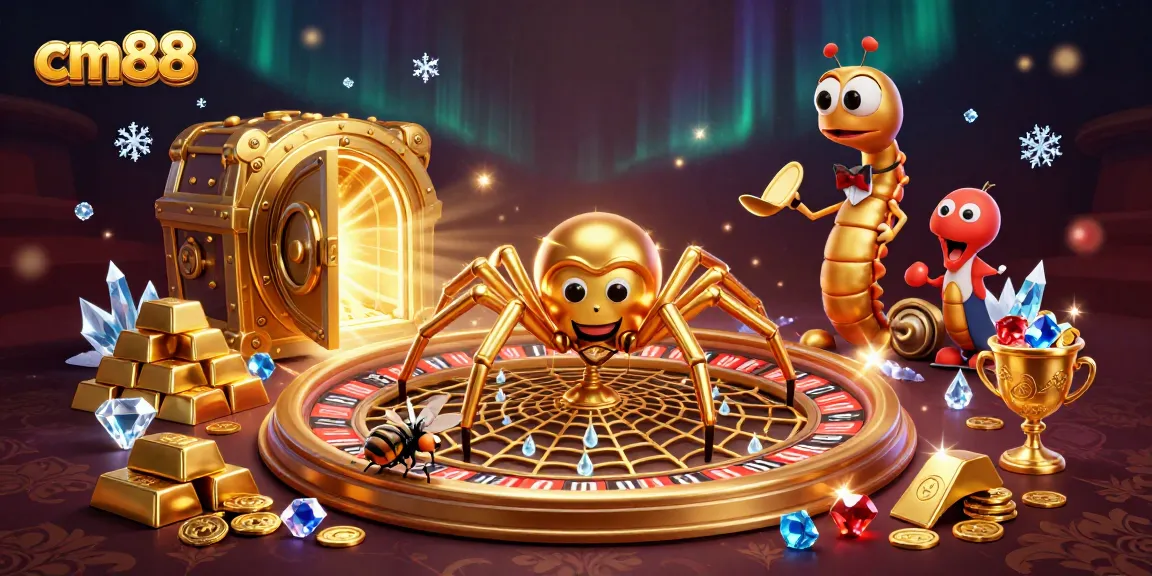 Place your bets with cm88's interactive roulette wheel represented by a golden spider's web.