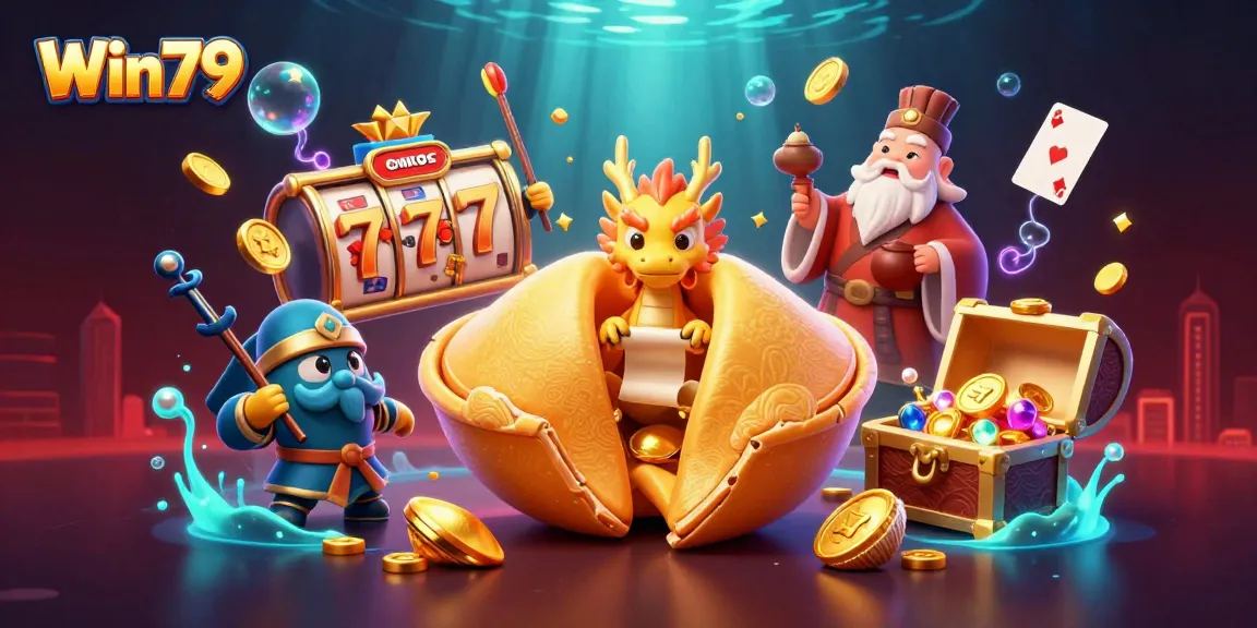 Win79 players engage with vibrant gambling elements, experiencing thrilling moments in a colorful casino scene.