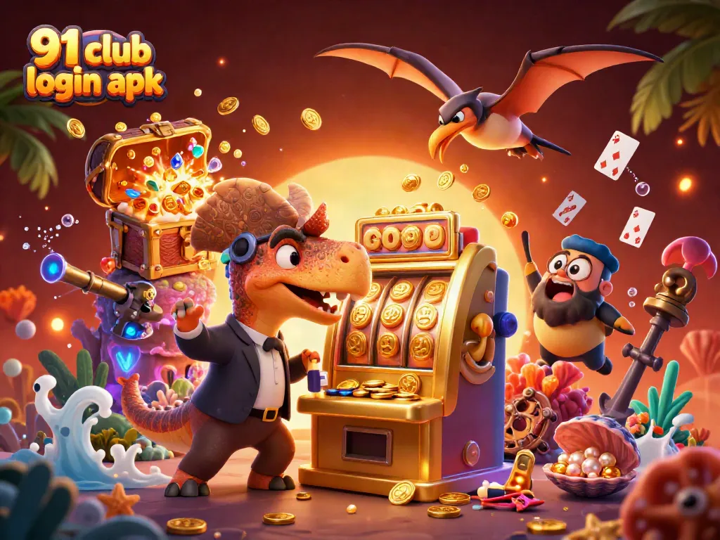 Engage in thrilling wins with the 91 club login apk, featuring dynamic characters and vibrant casino elements.