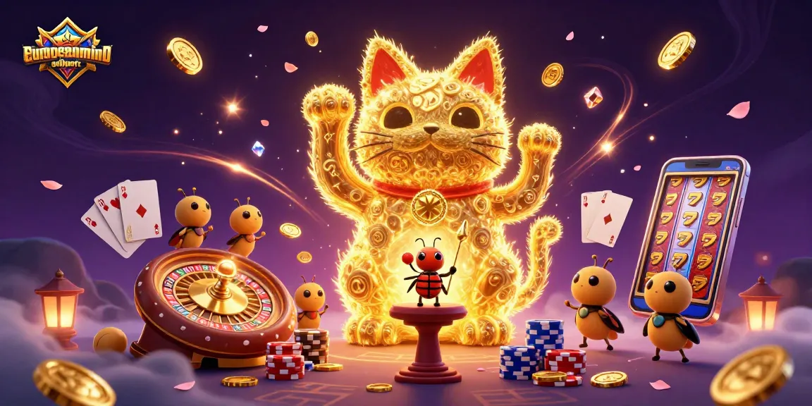 Experience gaming excitement with europeanminigolfsport's vibrant casino scene featuring a lucky cat and dynamic elements.