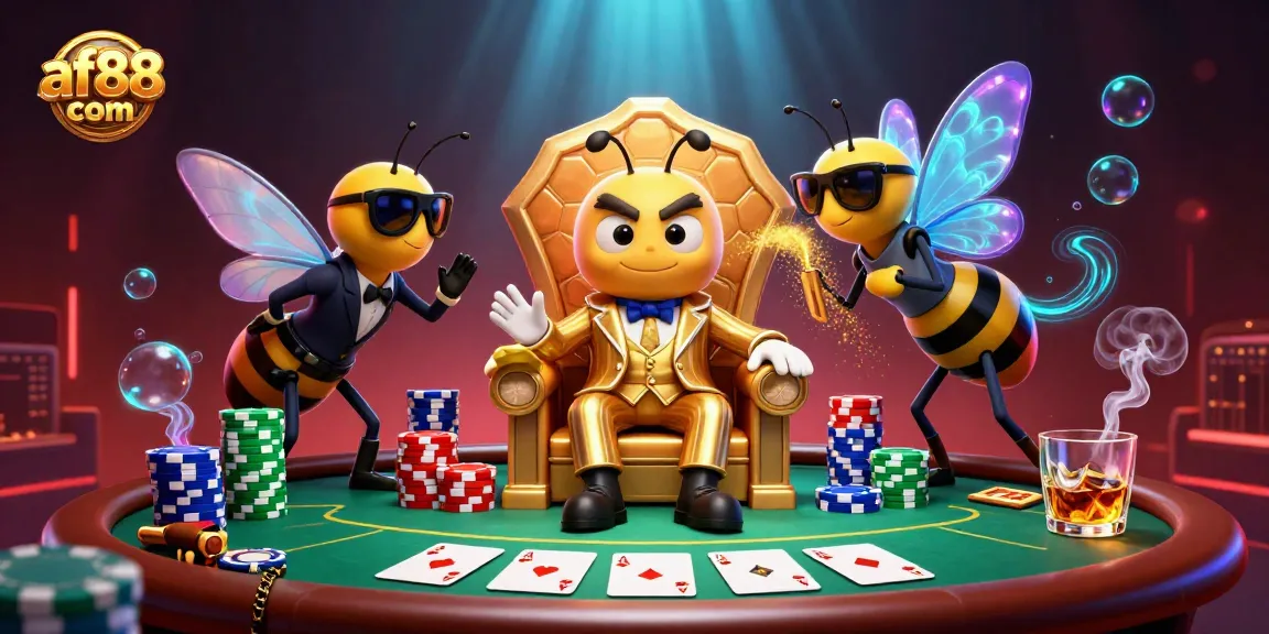 Experience thrilling gameplay at af88 com with strategic poker elements in an engaging cartoon scene.