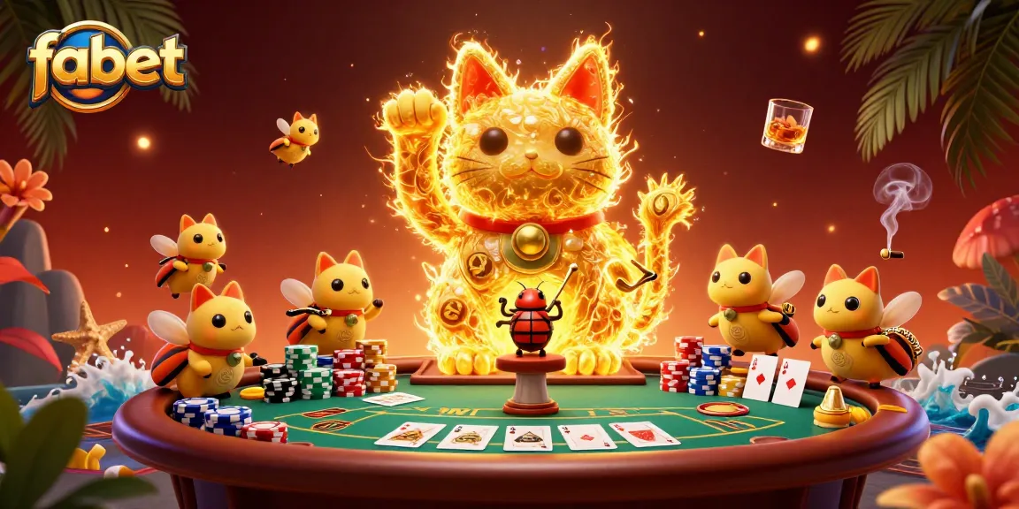 Experience thrilling wins at fabet with interactive casino elements featuring a lucky cat!