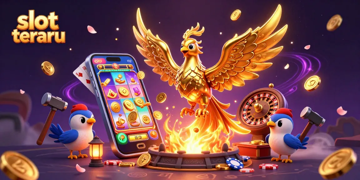 Experience slot terbaru with vibrant gold phoenix and dynamic casino elements in an engaging 3D illustration.