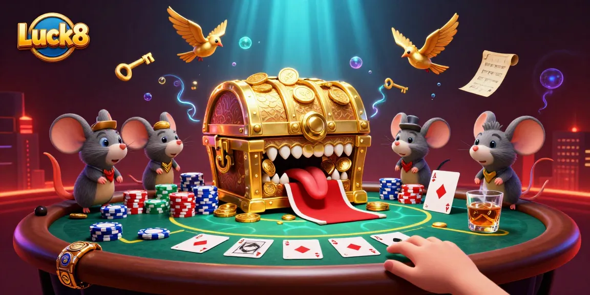 Engage with Luck8's vibrant casino atmosphere in a thrilling 3D illustration of adventure and excitement.