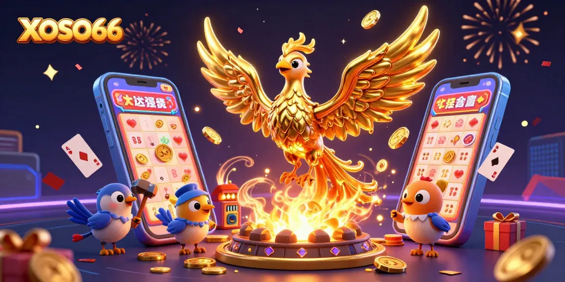 XOSO66 brings luck with a molten gold phoenix and exciting lottery action!
