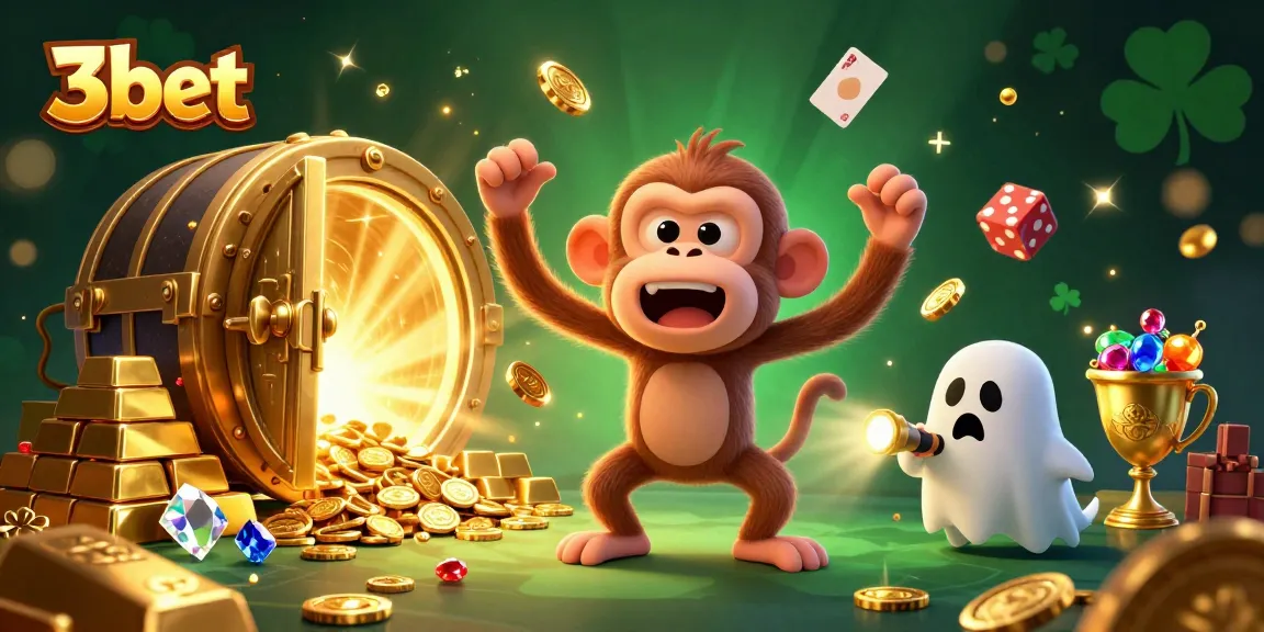 Catch your luck with 3bet's haunted casino featuring a playful poltergeist monkey and ghost-hunter puppy.