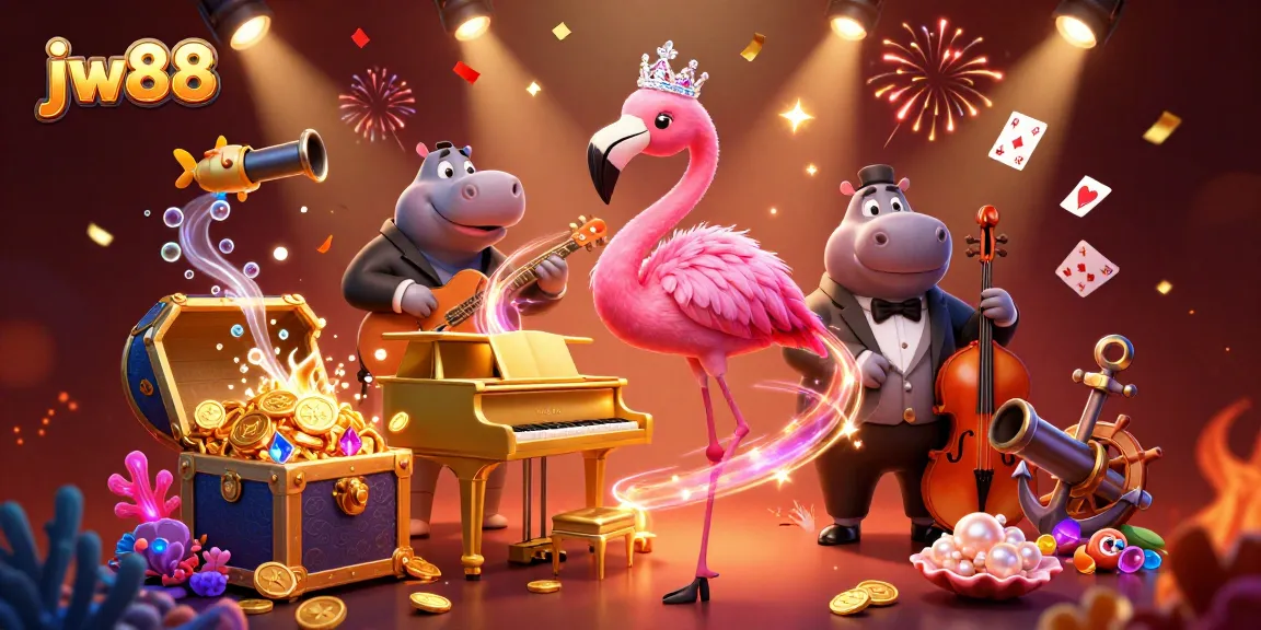 Engage with the vibrant world of jw88, showcasing a lively casino scene full of colorful characters and dynamic gaming elements.