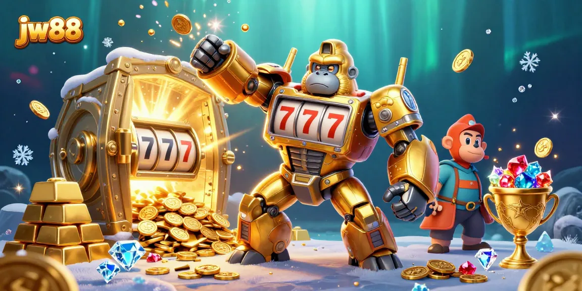 Experience huge wins at jw88 with a golden gorilla mech and dazzling treasures from the vault