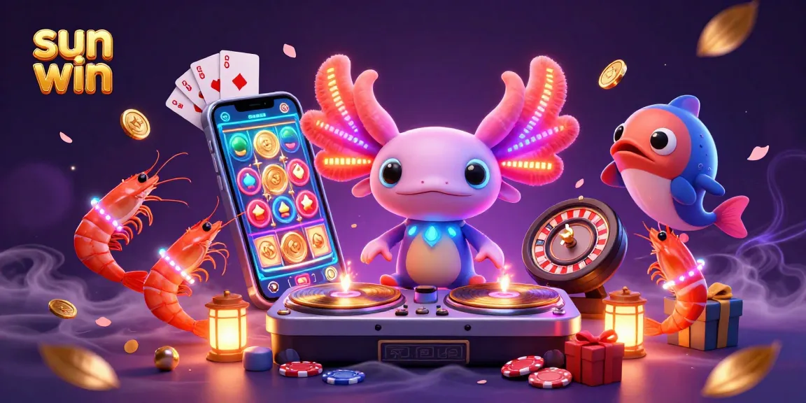 Experience thrilling wins at sun win with a lively axolotl DJ, shrimp dancers, and exciting gaming elements.