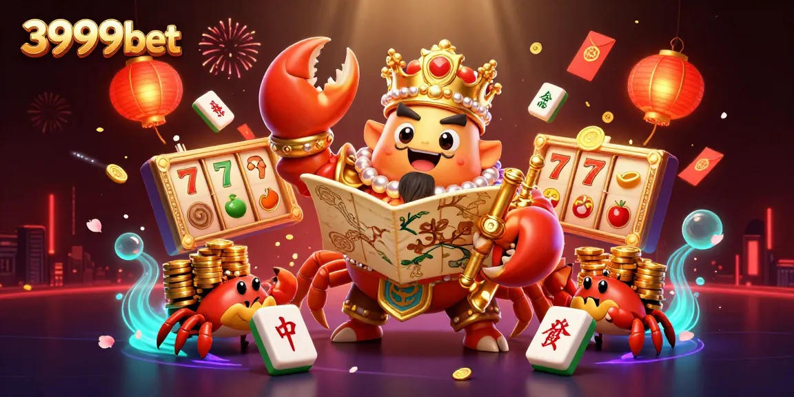 Play exciting games at 3999bet featuring a golden crab emperor surrounded by vibrant casino elements.