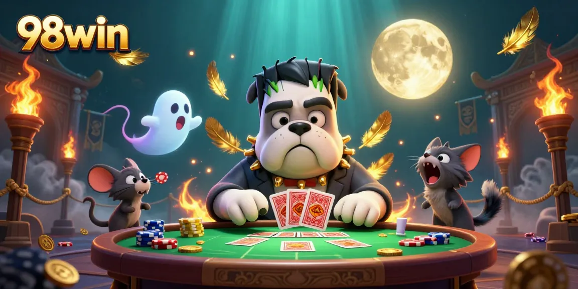Engage with thrilling 98win casino action featuring unique characters in a vibrant gaming scene.